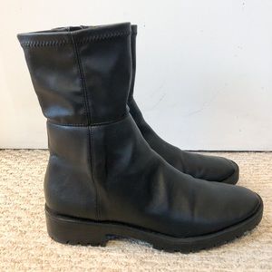 Zara Black Flat Lug Sole Boots